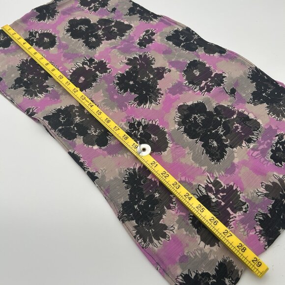 Purple Gray Black Floral Infinity Scarf Sheer Chiffon Style Handmade 58” Loop - Picture 7 of 8